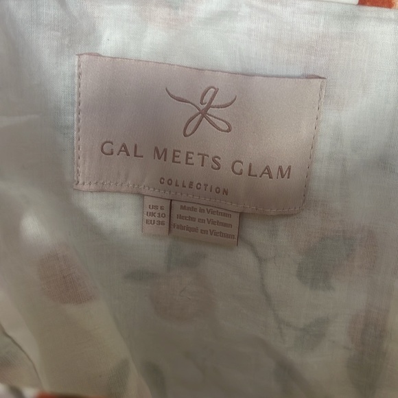 Gal Meets Glam Crop Top Tank Pleated Fruit Orange and White size 6 - Picture 8 of 10